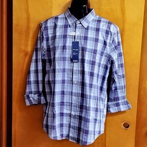 NWT Saddlebred Classic Blue Plaid Button Down L/S Shirt Mens M